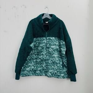 LulaRoe Nancy Green Half Zip Teddy Bear Fleece Jacket Women’s Size XL